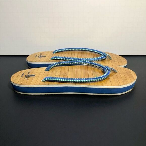 Womens SANUK for Neiman Marcus Wood Texture Flip Flop Sandals / Size 6 - Picture 2 of 9